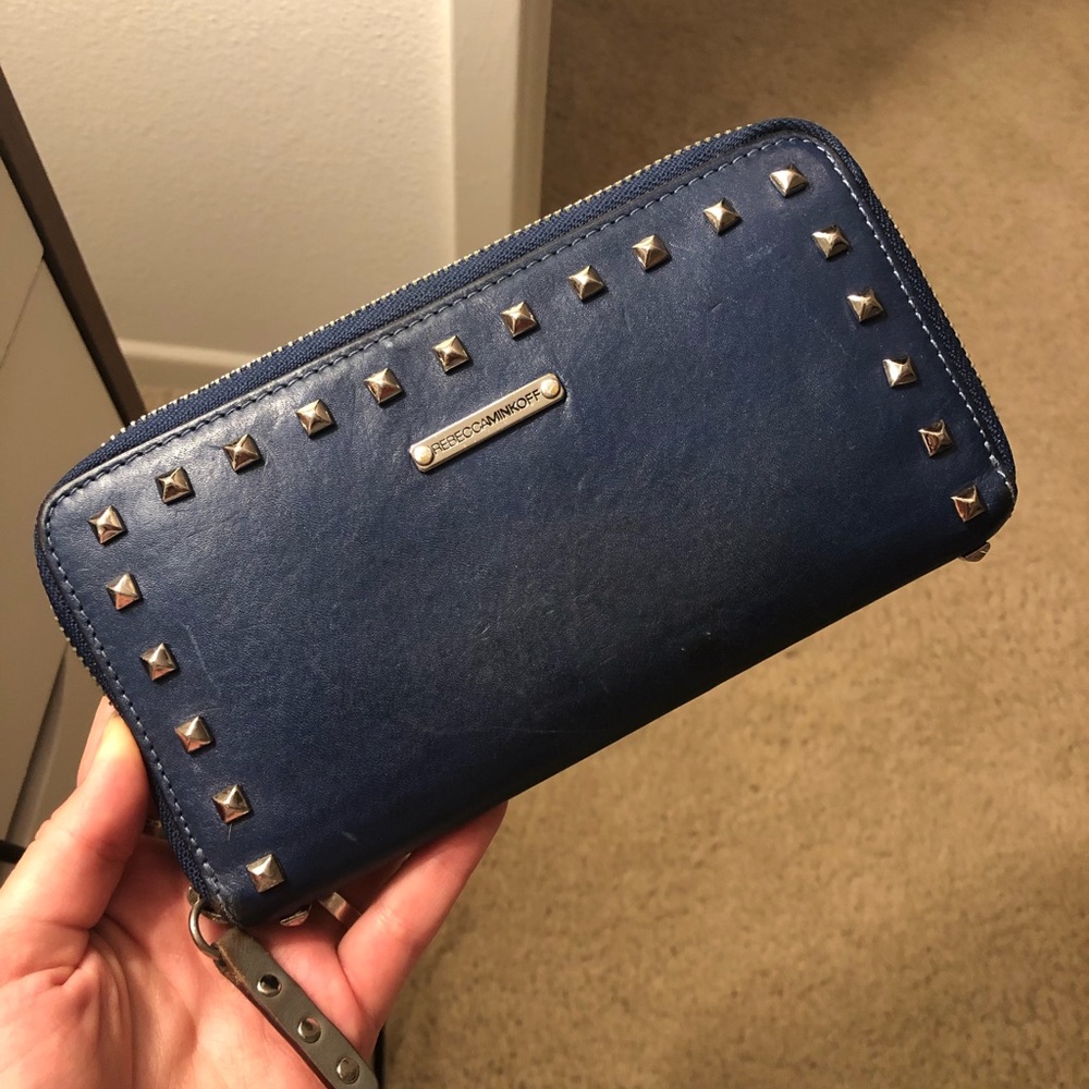 Rebecca Minkoff blue leather studded wallet